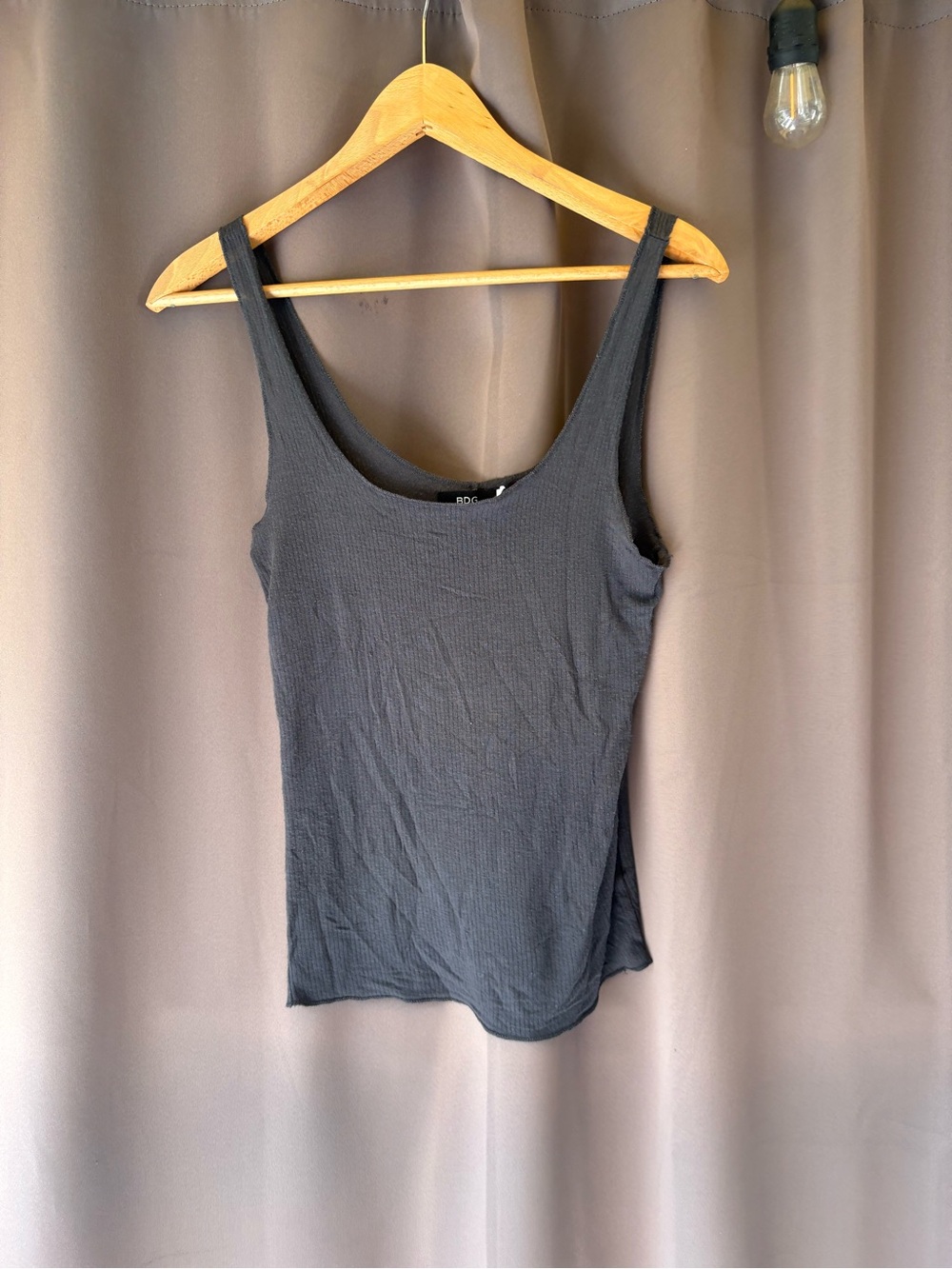 BDG Black Ribbed Scoop Neck Tank